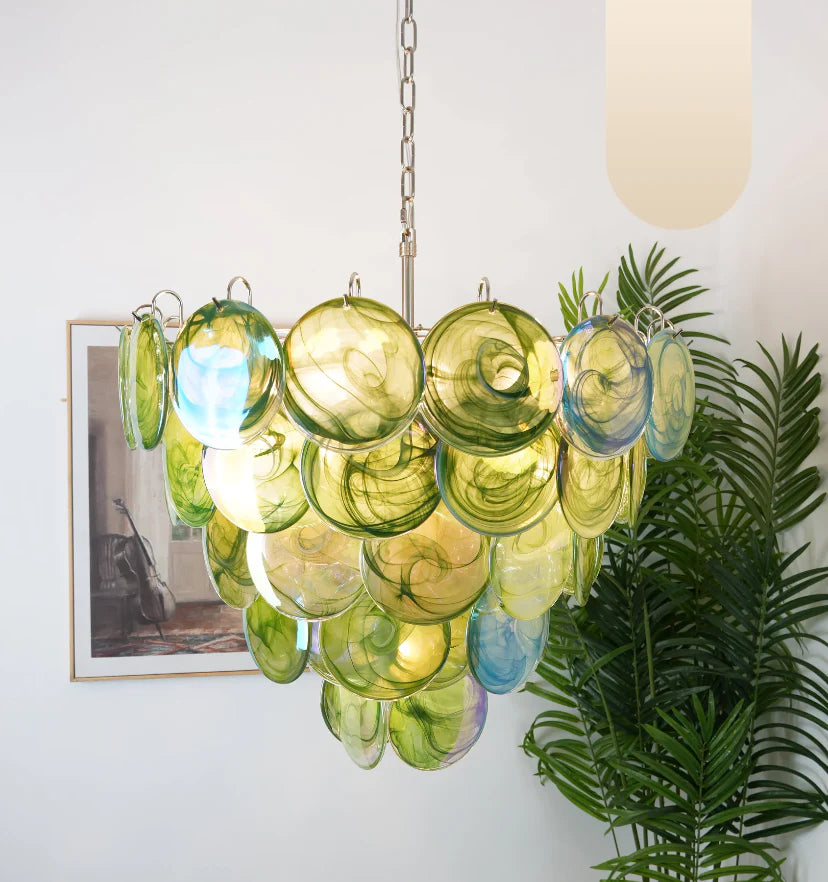 Green Murano Disc Chandelier - NexioPick
