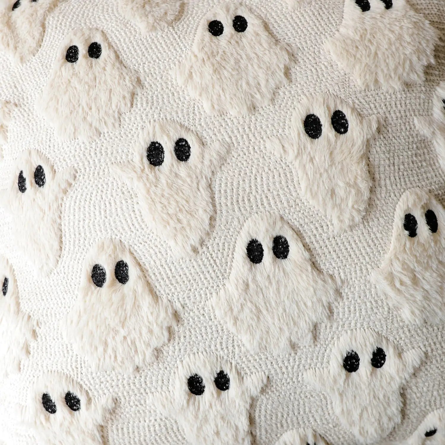 Halloween Ghost Plush Pillow Covers – Soft Plush Faux Fur Farmhouse Fall Decor