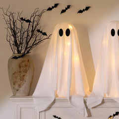 Glowing LED Ghost Decor - Spooky & Elegant Halloween Tabletop Decoration (2-Pack)