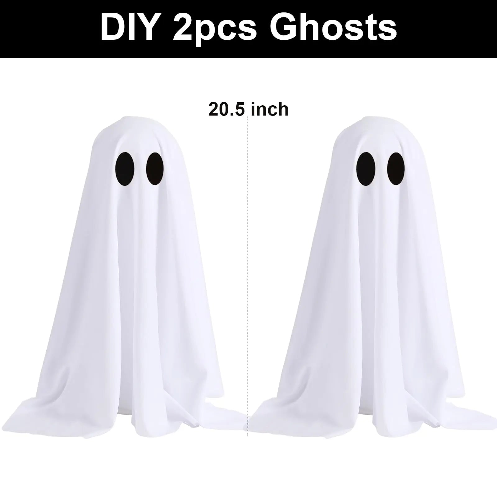 Glowing LED Ghost Decor - Spooky & Elegant Halloween Tabletop Decoration (2-Pack)