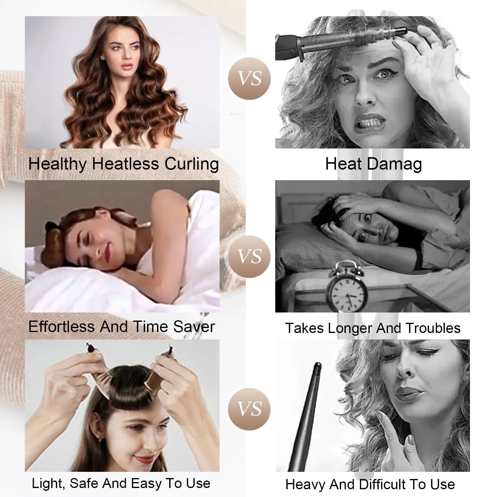 Heatless Curling Set – Heatless Curls Overnight Set for Women, Soft Hair Curlers to Sleep In, Jumbo No Heat Hair Curlers Set