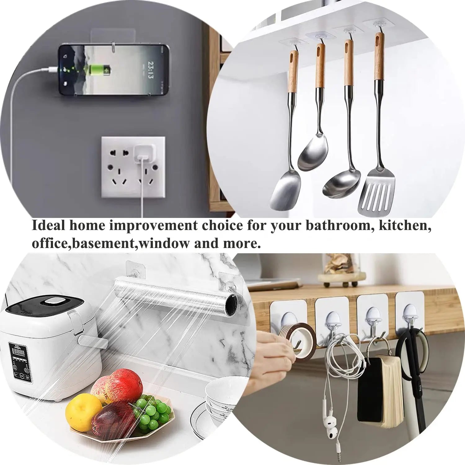 Heavy Duty Adhesive Hooks – Transparent, No-Drill Hanging Solution for Home & Office