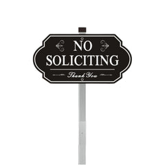 Heavy-Duty Metal No Soliciting Sign – 14" x 7" Aluminum Yard Sign with 28" Stake