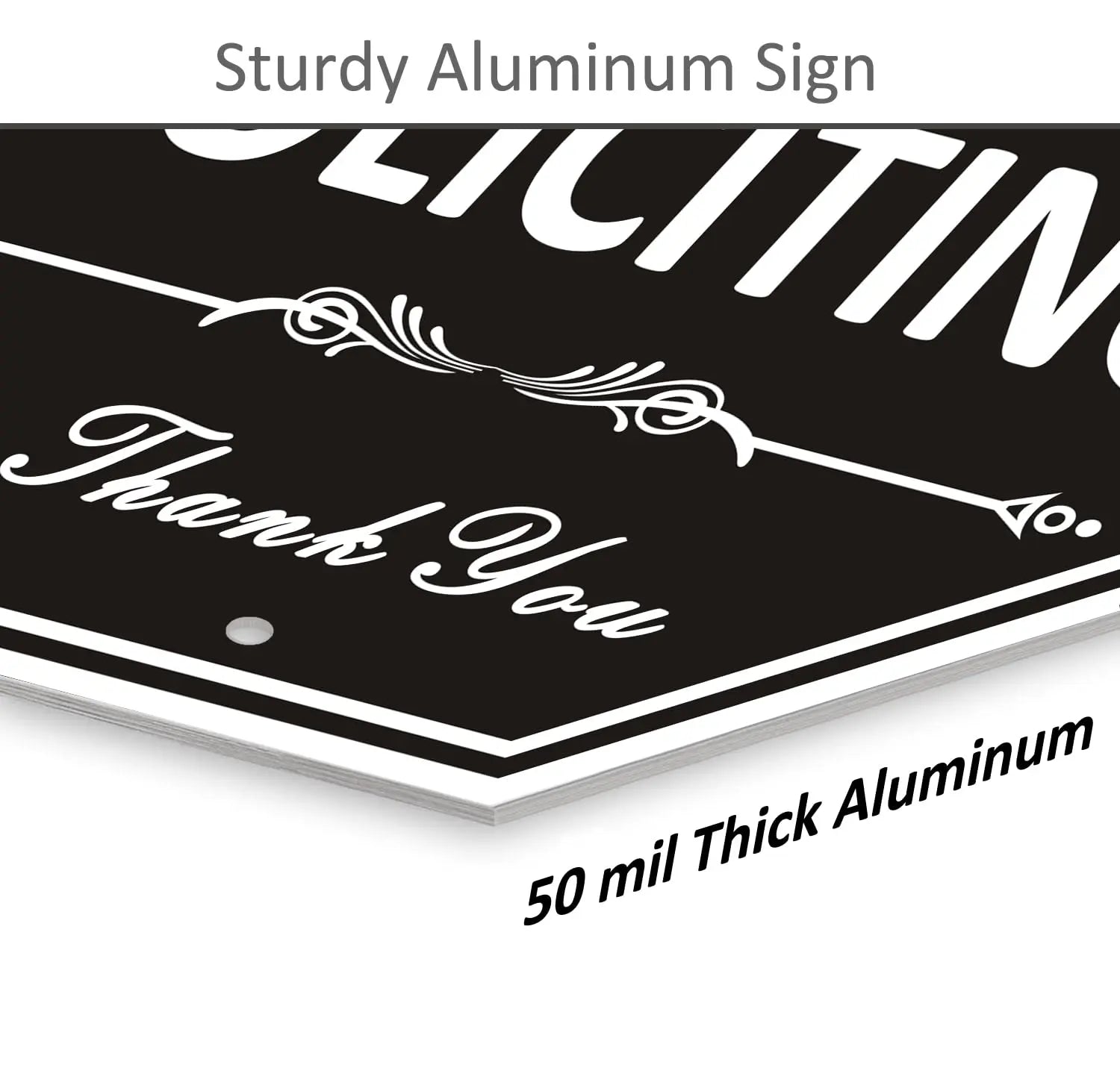 Heavy-Duty Metal No Soliciting Sign – 14" x 7" Aluminum Yard Sign with 28" Stake