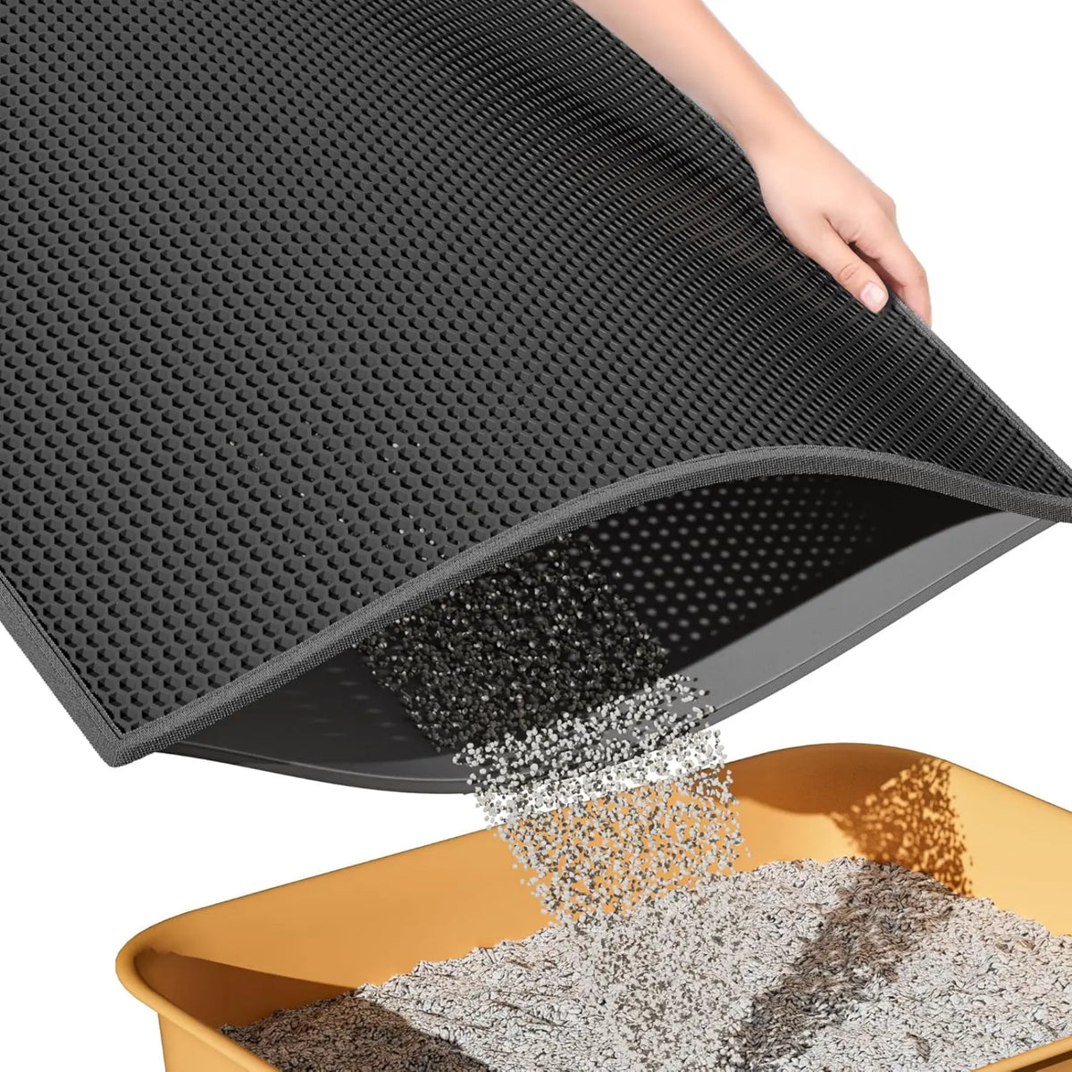 Honeycomb Cat Litter Trapping Mat – Double-Layer Washable Mat with Anti-Slip Base