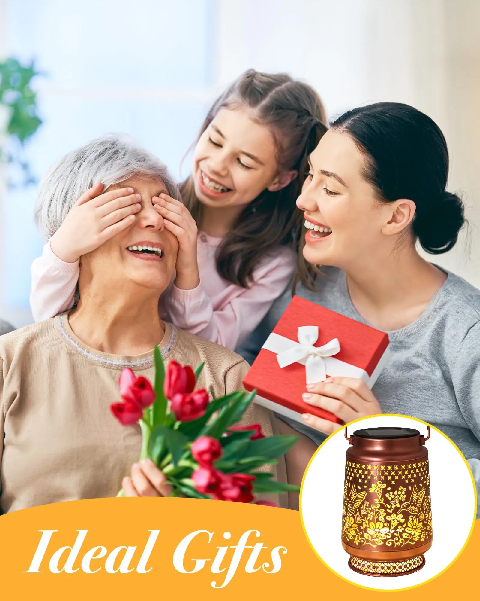 Hummingbird Solar Lanterns Outdoor Waterproof – Elegant Outdoor Hanging Lights with Vintage Metal Design, Perfect Gift for Garden & Patio & Backyard & Yard