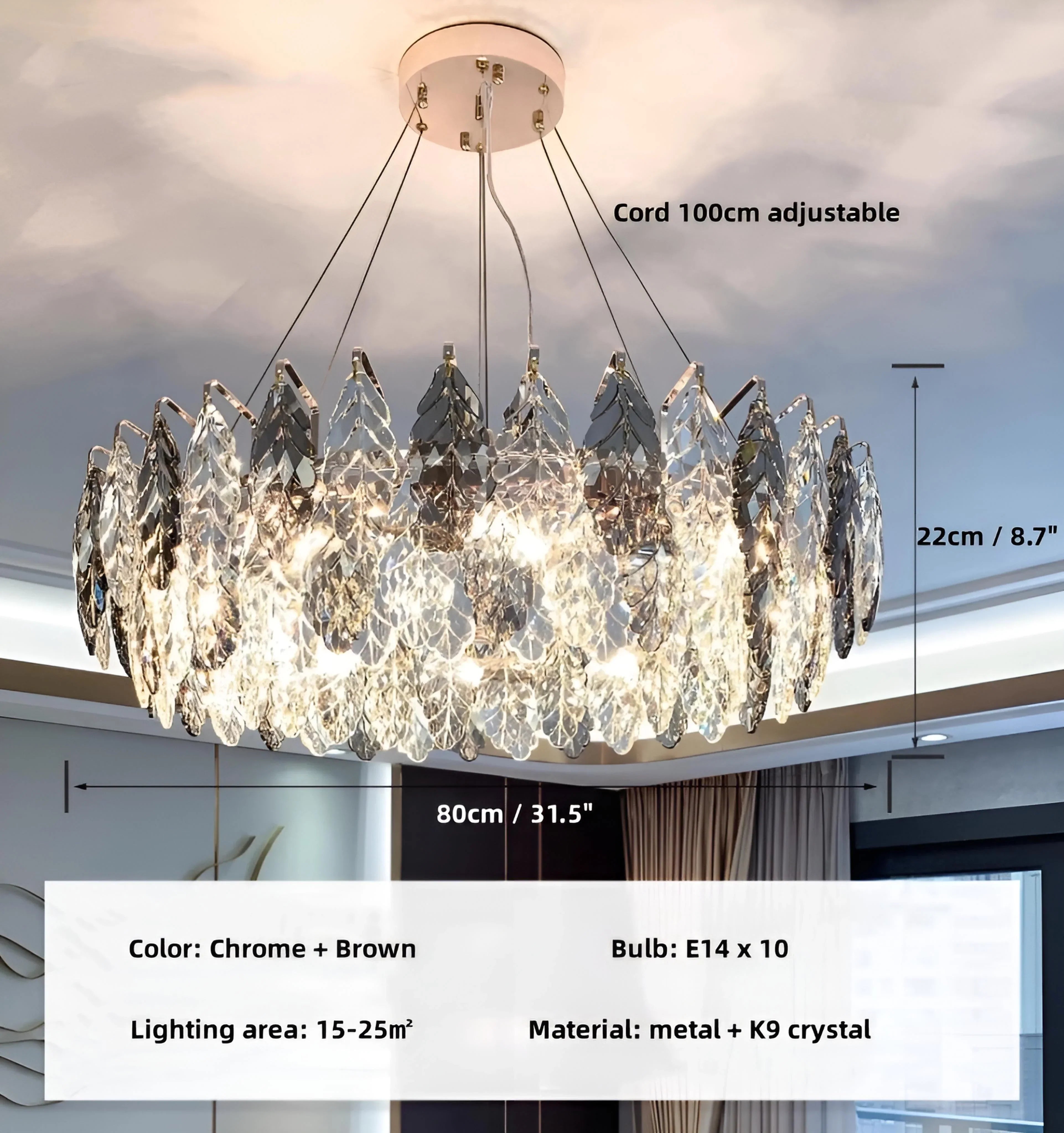 Jonas Leaf Crystal Chandelier - NexioPick