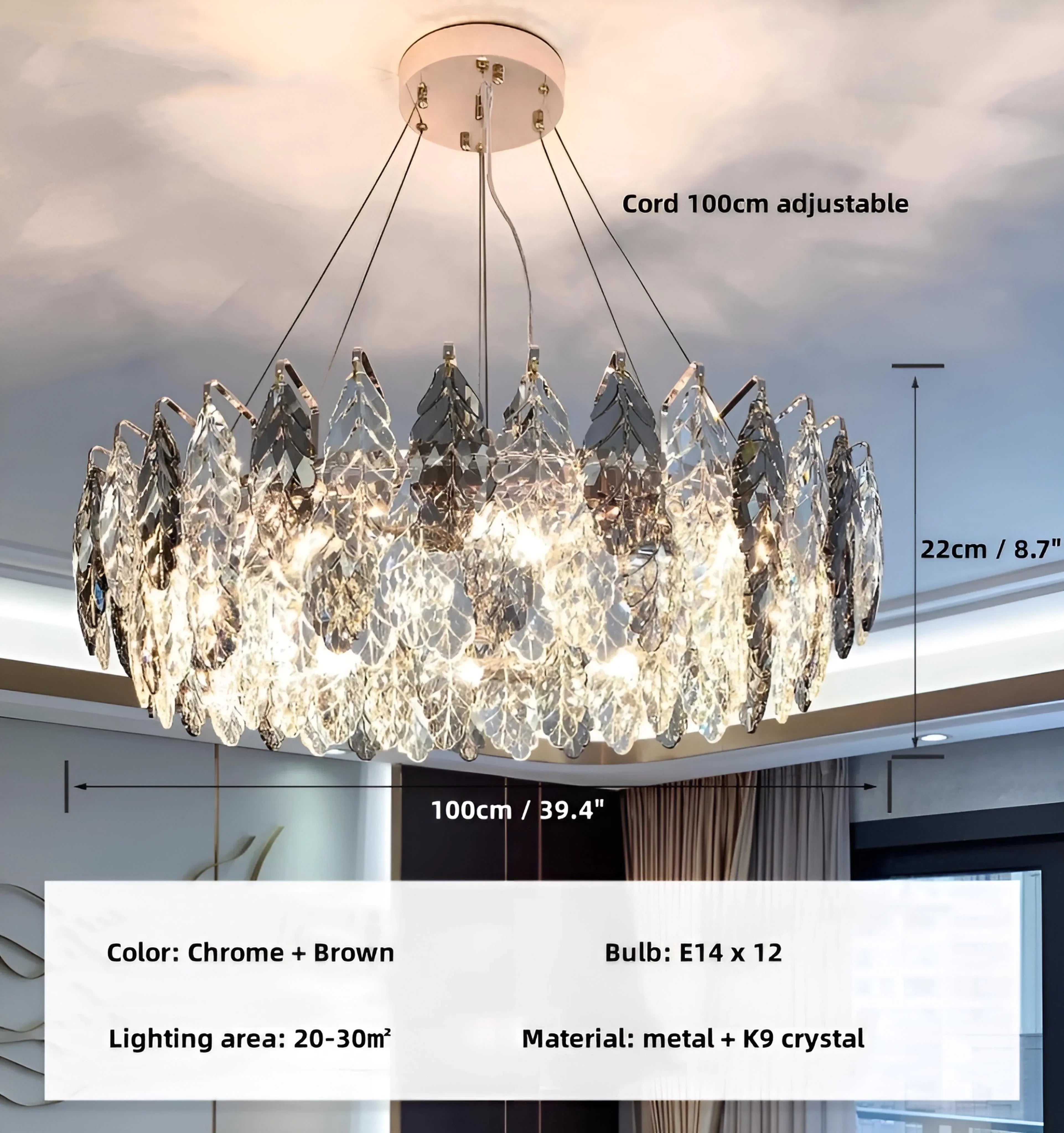 Jonas Leaf Crystal Chandelier - NexioPick