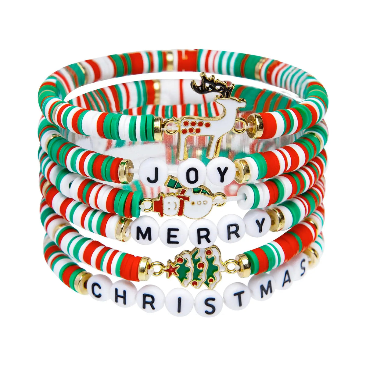 Christmas Bracelets: Joy & Merry Candy-Style Stackable Set for Women & Teens – The Perfect Christmas Gift (Ages 3 to Adult)