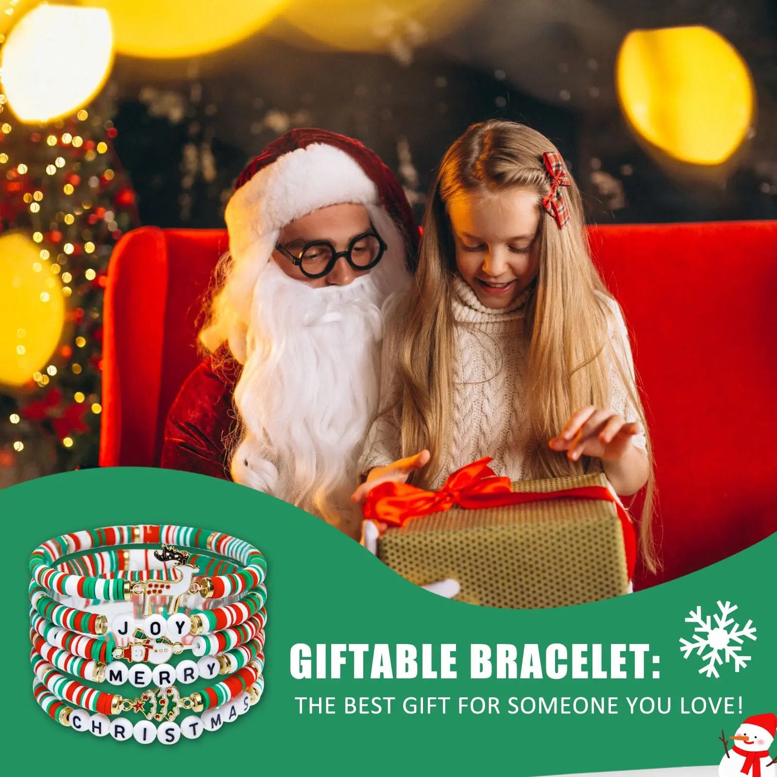 Christmas Bracelets: Joy & Merry Candy-Style Stackable Set for Women & Teens – The Perfect Christmas Gift (Ages 3 to Adult)