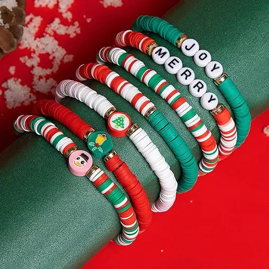Christmas Bracelets: Joy & Merry Candy-Style Stackable Set for Women & Teens – The Perfect Christmas Gift (Ages 3 to Adult)