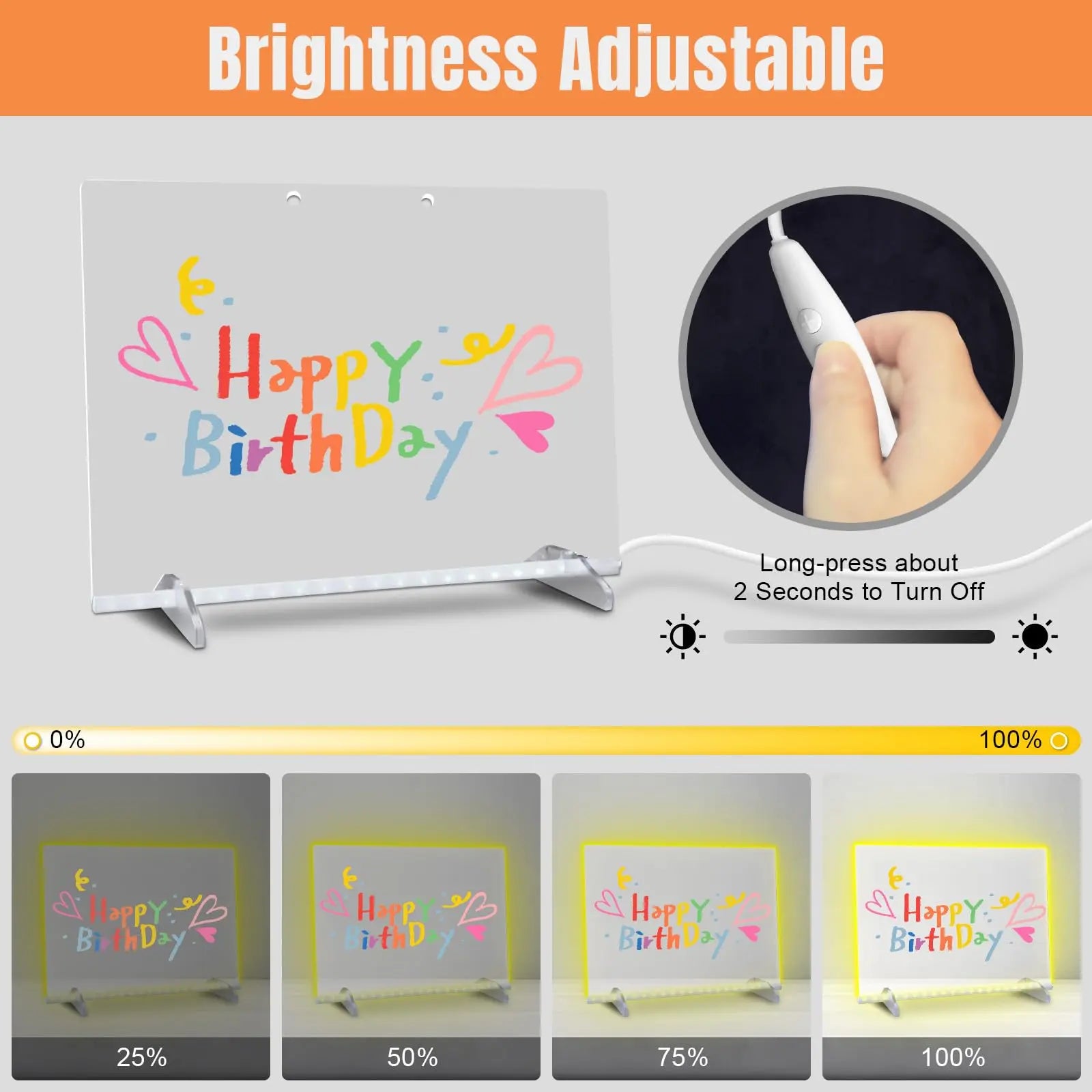 LED Light-Up Drawing Board – 13.7"x10" Color-Changing Acrylic Dry Erase Board with 7 Markers & Stand