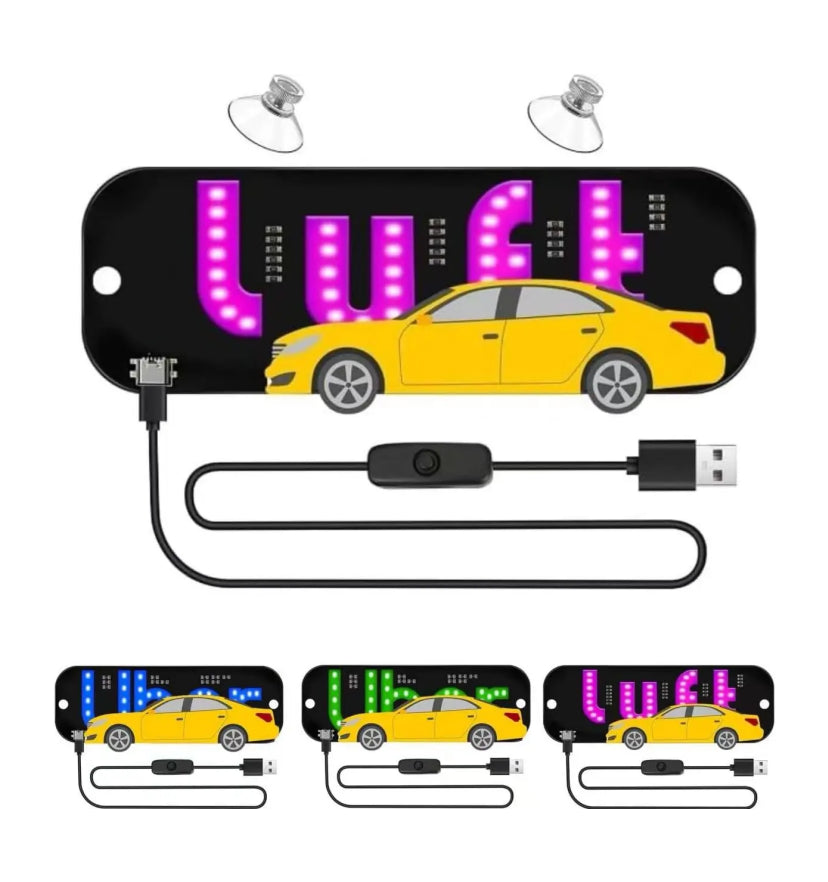 LED Ride-Sharing Sign – Bright Windshield Display for Uber & Lyft Drivers