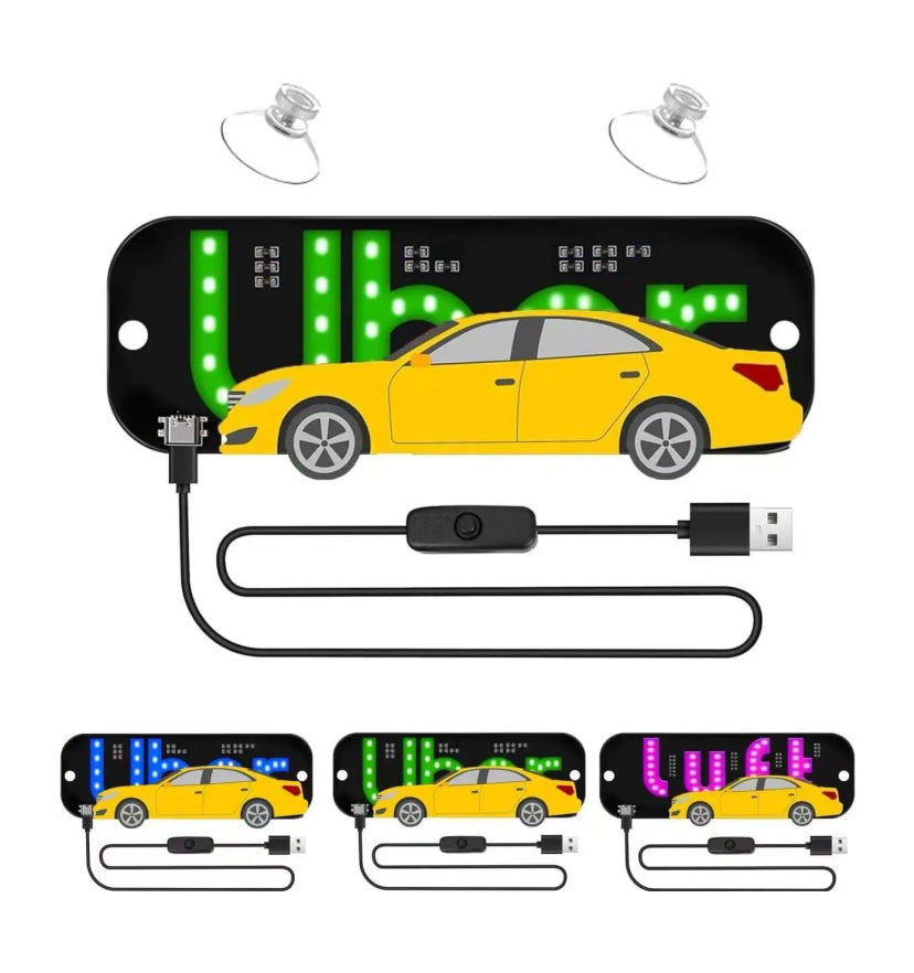 LED Ride-Sharing Sign – Bright Windshield Display for Uber & Lyft Drivers