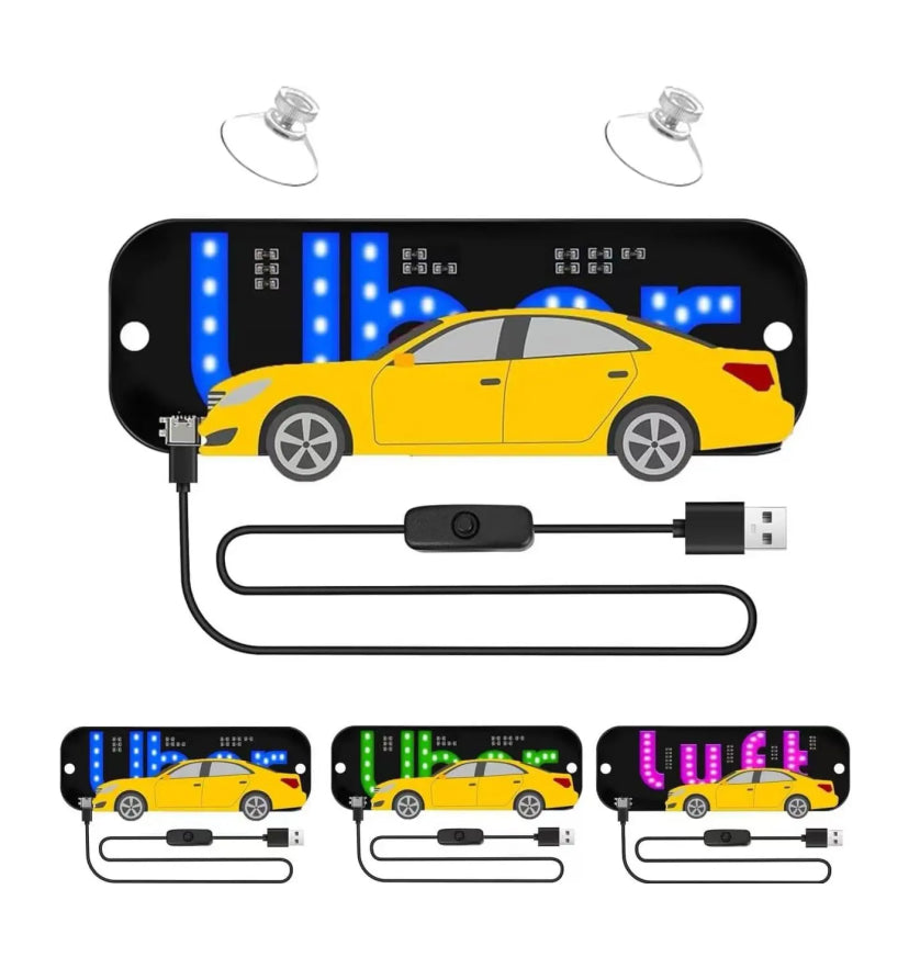 LED Ride-Sharing Sign – Bright Windshield Display for Uber & Lyft Drivers