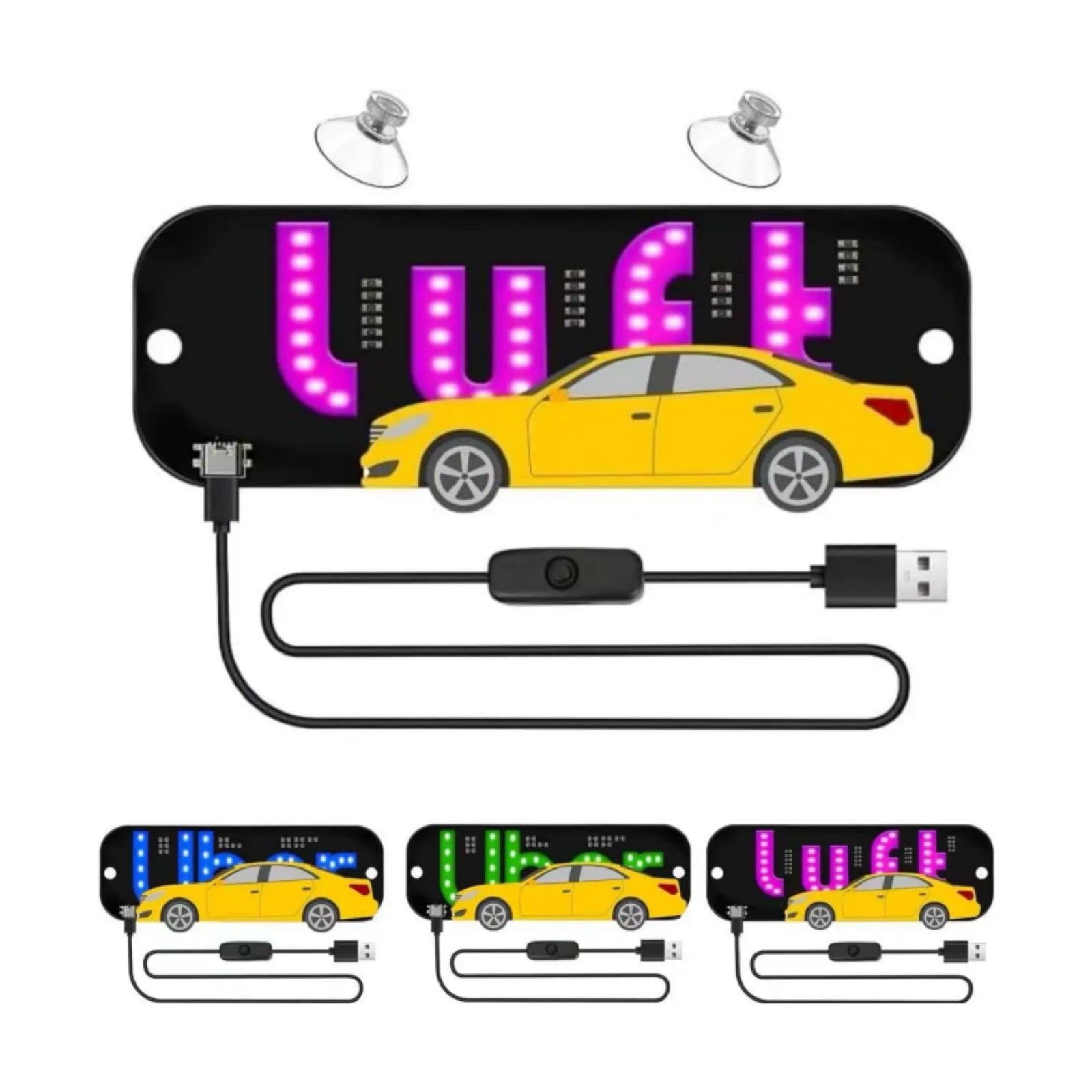 LED Ride-Sharing Sign – Bright Windshield Display for Uber & Lyft Drivers