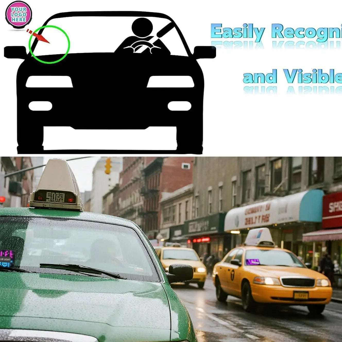 LED Ride-Sharing Sign – Bright Windshield Display for Uber & Lyft Drivers