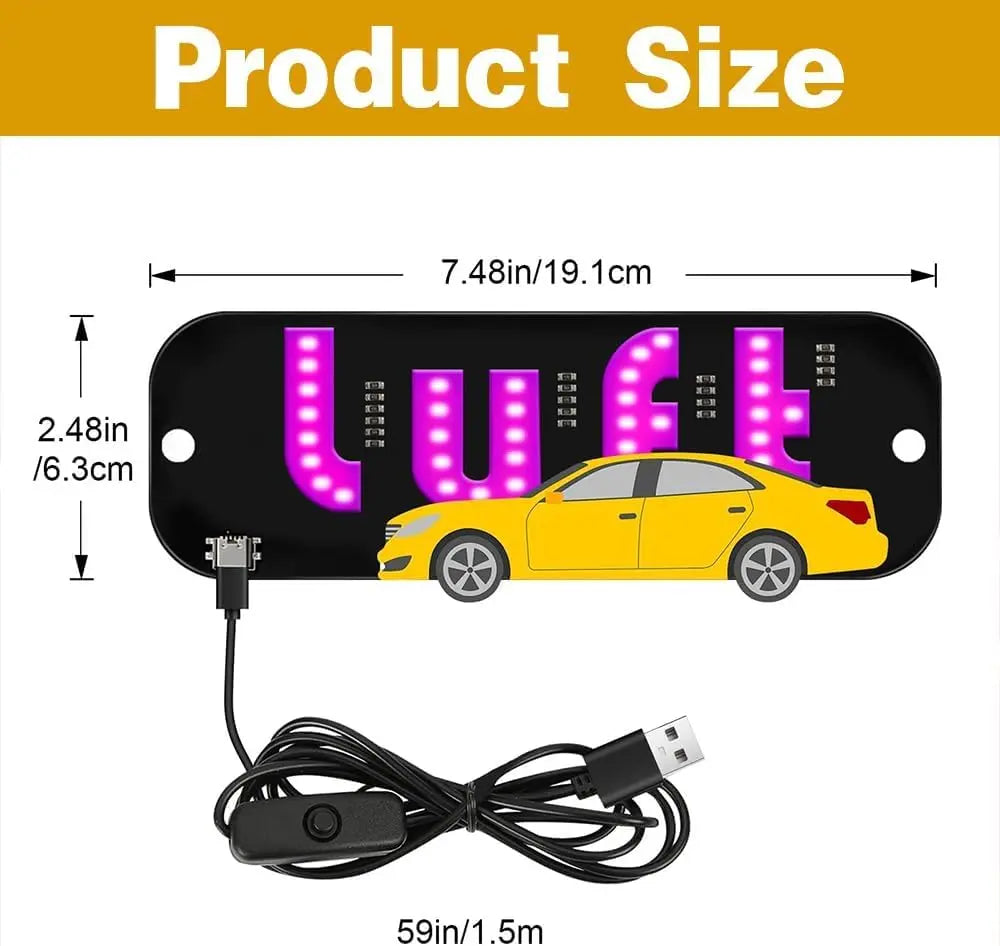 LED Ride-Sharing Sign – Bright Windshield Display for Uber & Lyft Drivers