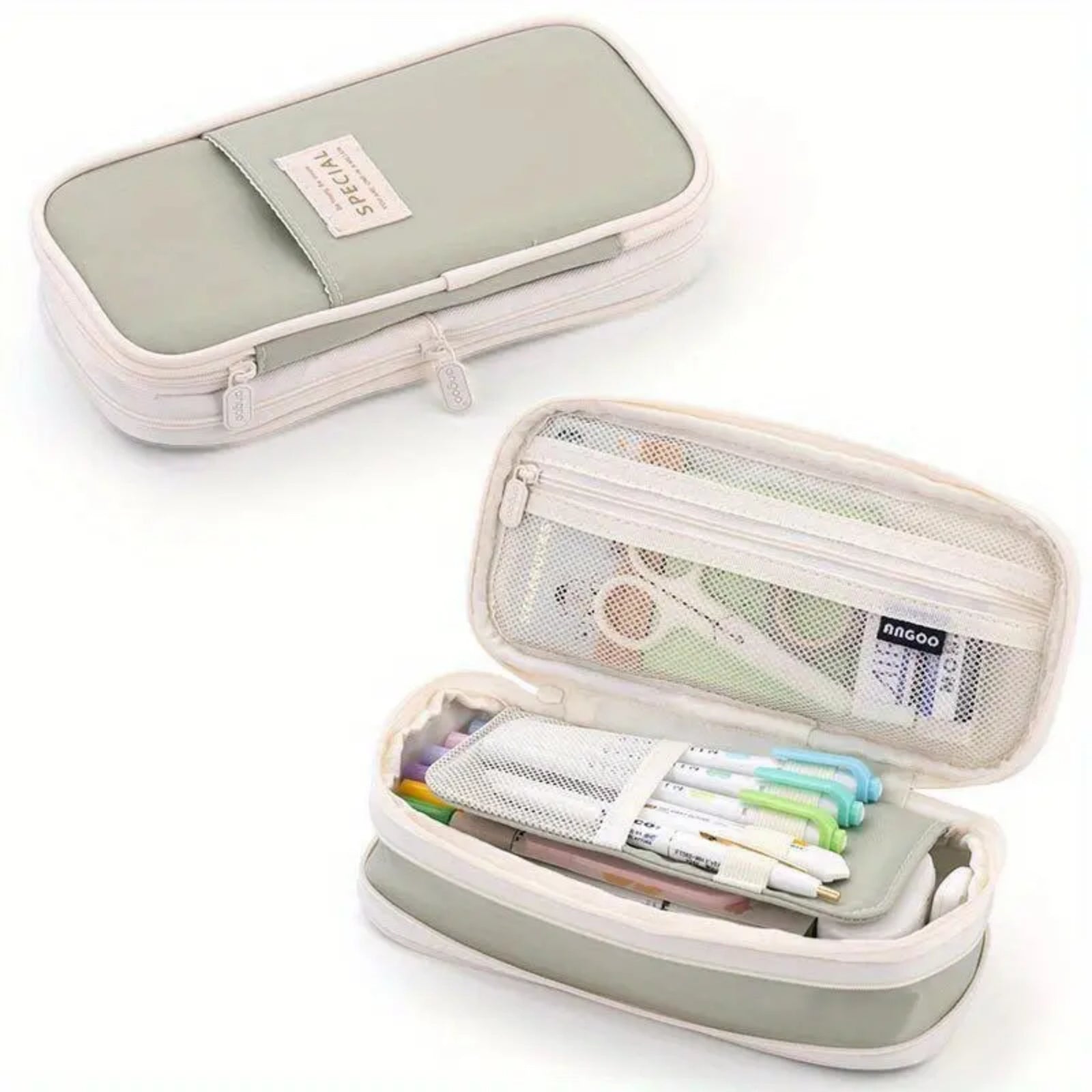 Large Capacity Pencil Case – Multi-Use Zipper Pen Organizer with Mesh Pockets for School, Office & Travel