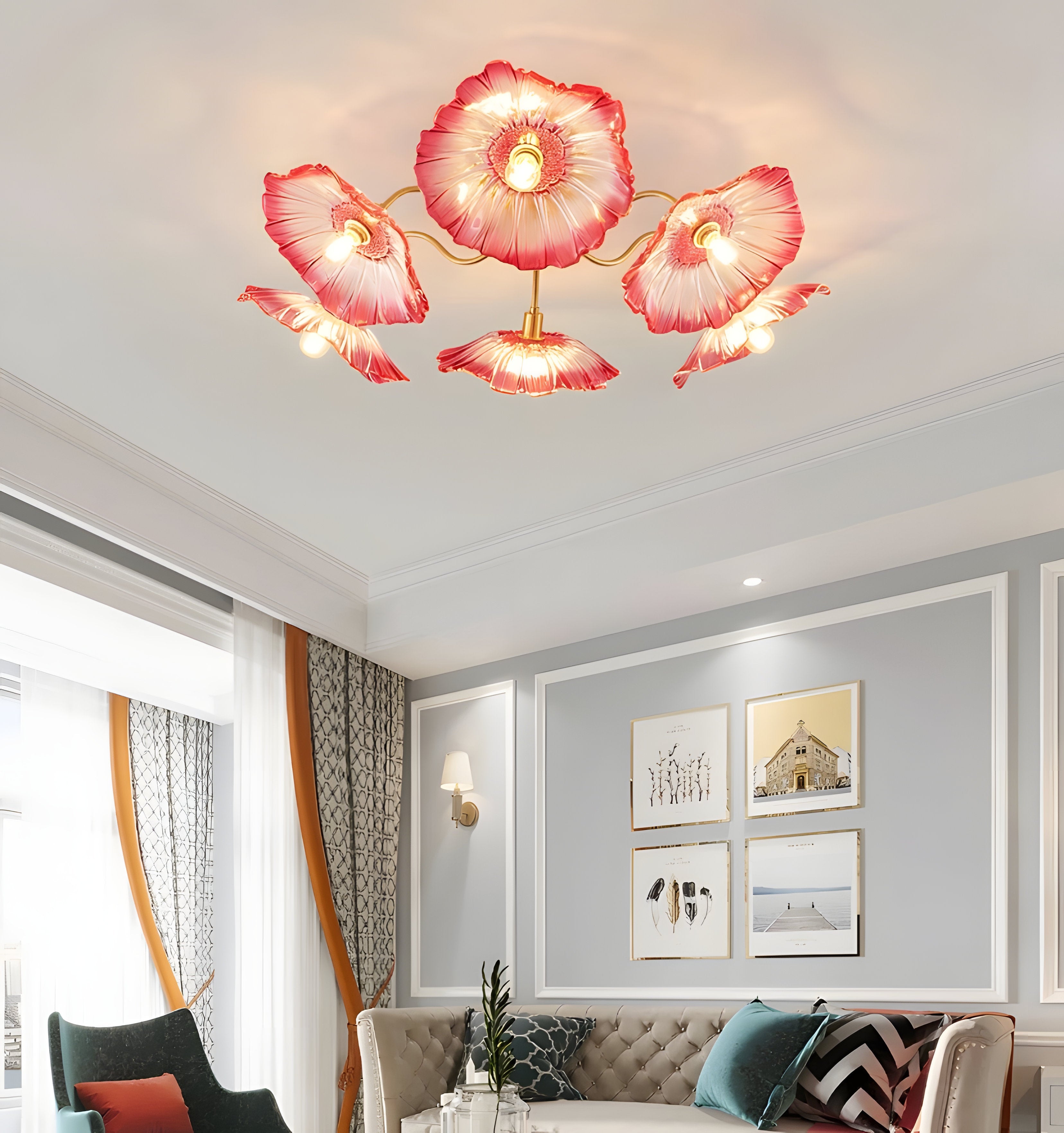 Lotus Leaf Glass Ceiling Light - NexioPick