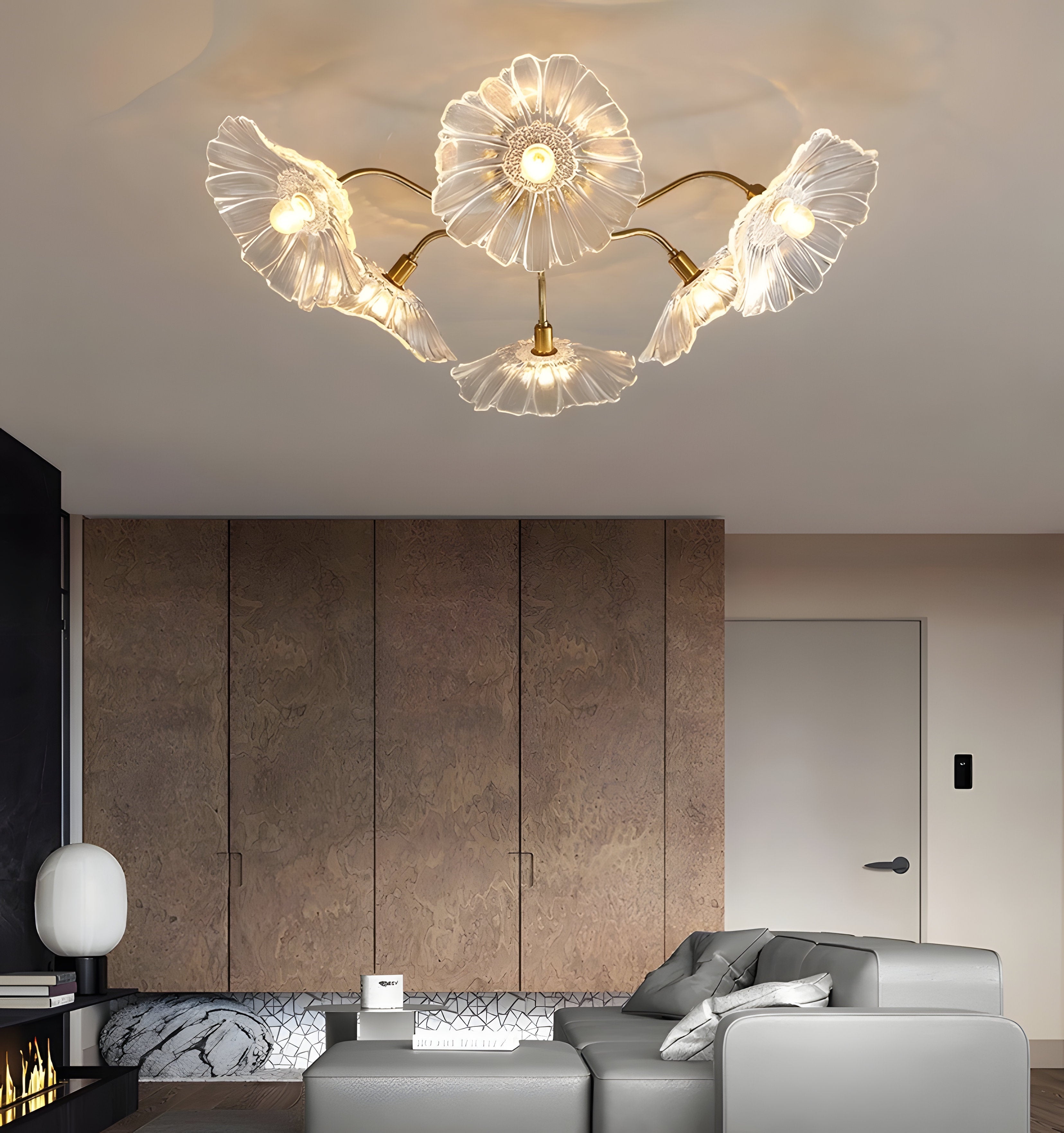 Lotus Leaf Glass Ceiling Light - NexioPick