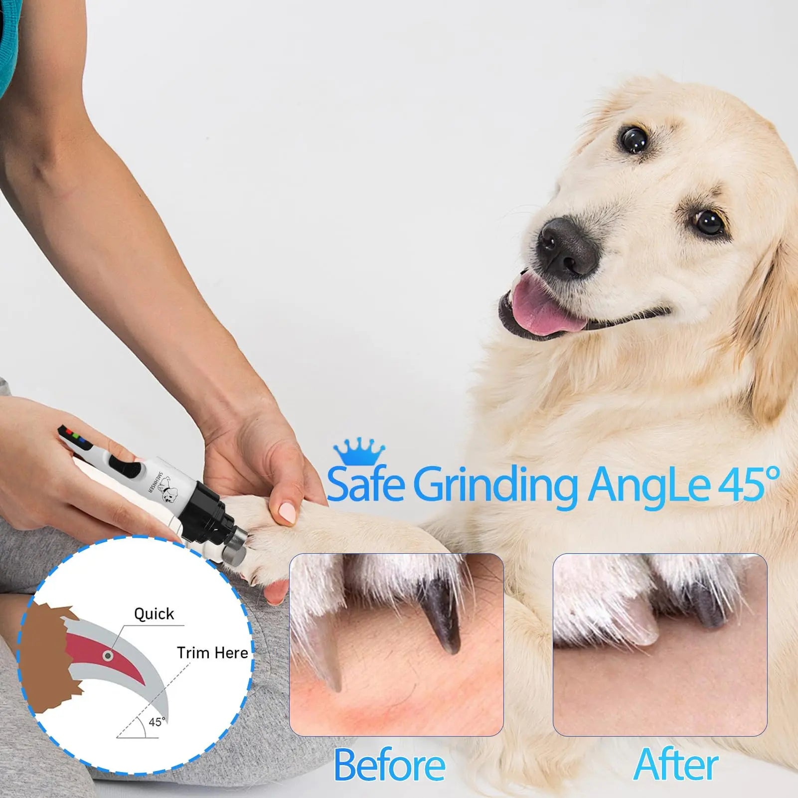 Low-Noise Pet Nail Grinder with Diamond Bit Grinders — Keep your pet’s paws perfectly groomed — safely, quietly, and professionally — right at home.