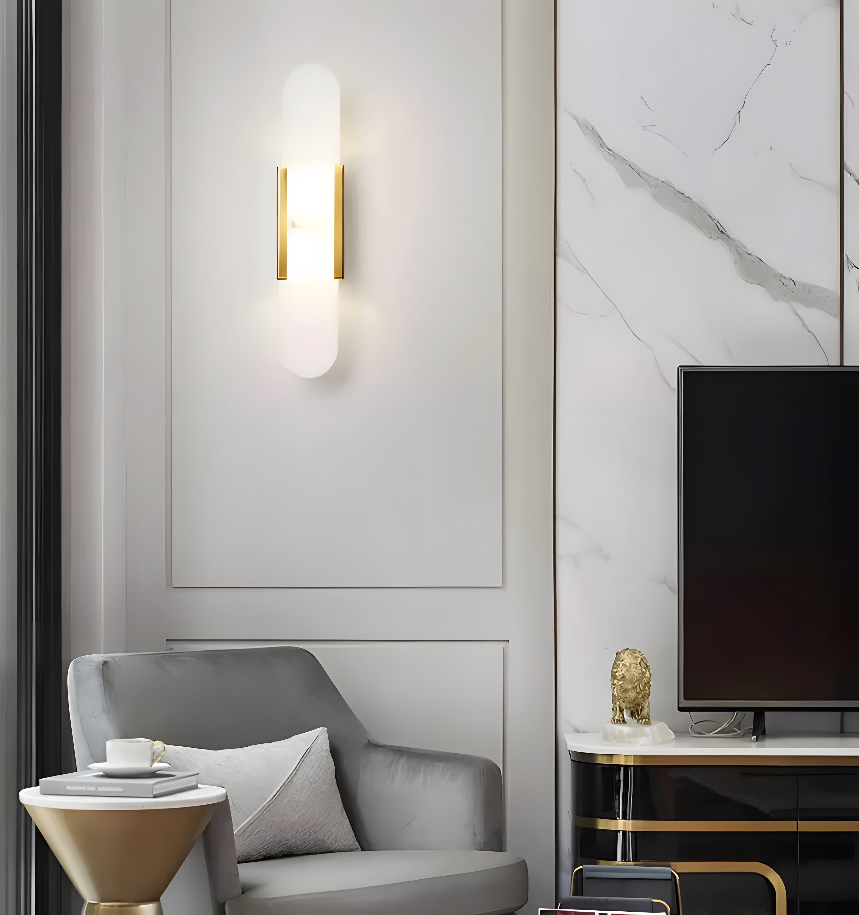 Melange Elongated Alabaster Wall Lamp - NexioPick