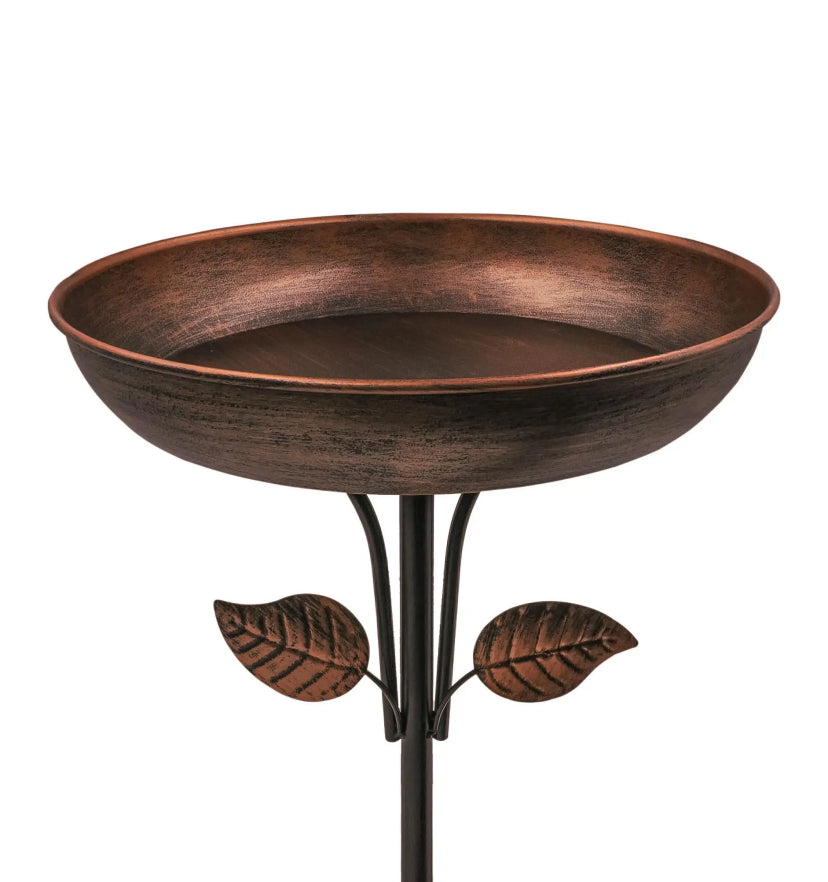 3" Deep Metal Bird Bath – 13” Bowl with Stable Stake for Outdoor Garden Decor, 1.4 Gallon Capacity