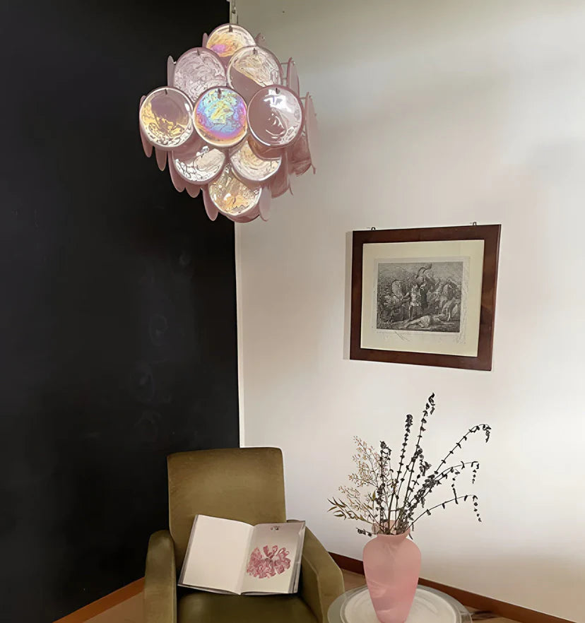 Murano Pink Disks Chandelier - NexioPick