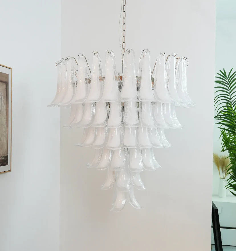 Murano White Glass Petals Chandelier - NexioPick