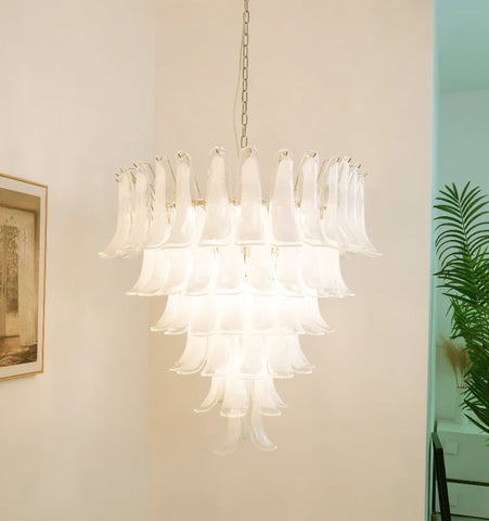 Murano White Glass Petals Chandelier - NexioPick
