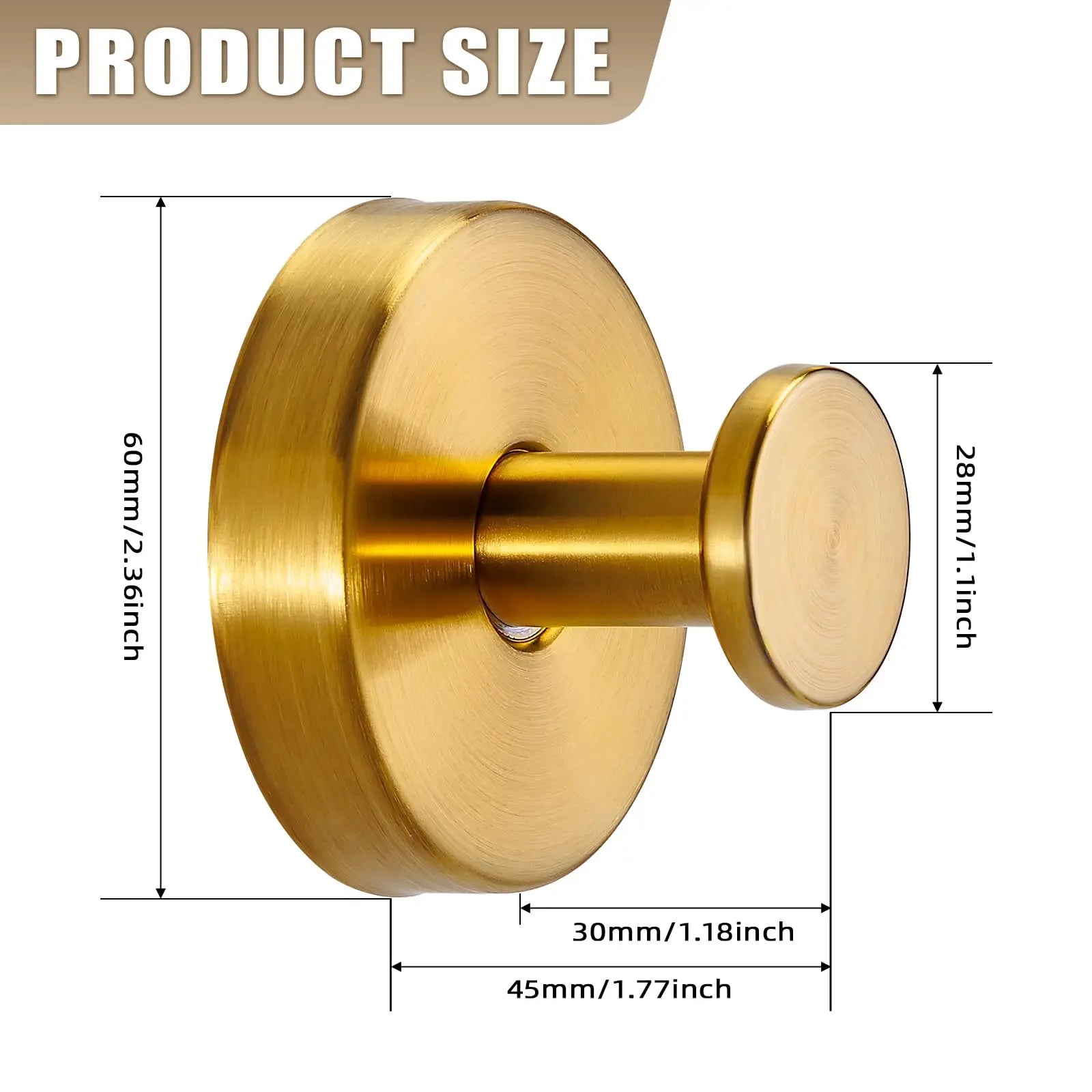 No-Drill Suction Cup Hooks – Brushed Gold Shower & Wall Hooks for Towels, Robes & Loofahs, Halloween Christmas Decorations