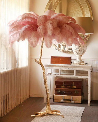 Ostrich Feather Brass Floor Lamp - NexioPick
