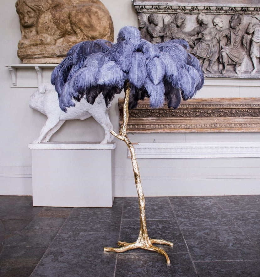 Ostrich Feather Brass Floor Lamp - NexioPick