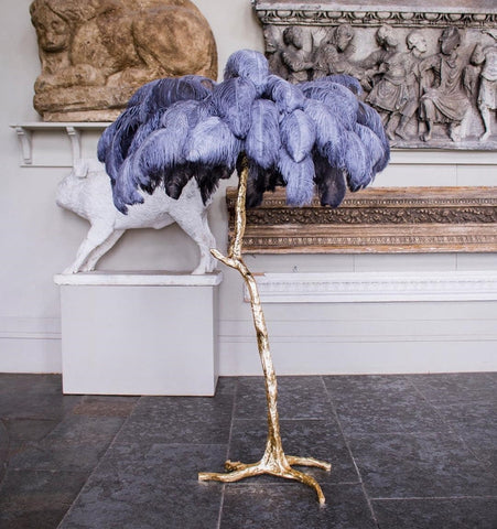 Ostrich Feather Brass Floor Lamp - NexioPick