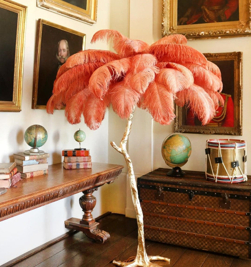 Ostrich Feather Brass Floor Lamp - NexioPick