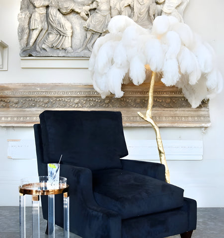 Ostrich Feather Brass Floor Lamp - NexioPick