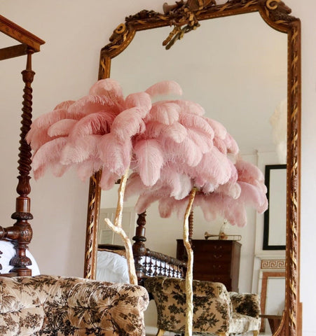 Ostrich Feather Brass Floor Lamp - NexioPick