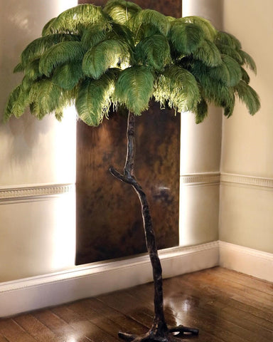 Ostrich Feather Brass Floor Lamp - NexioPick