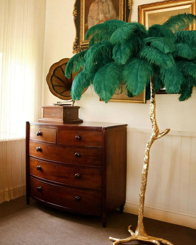 Ostrich Feather Brass Floor Lamp - NexioPick