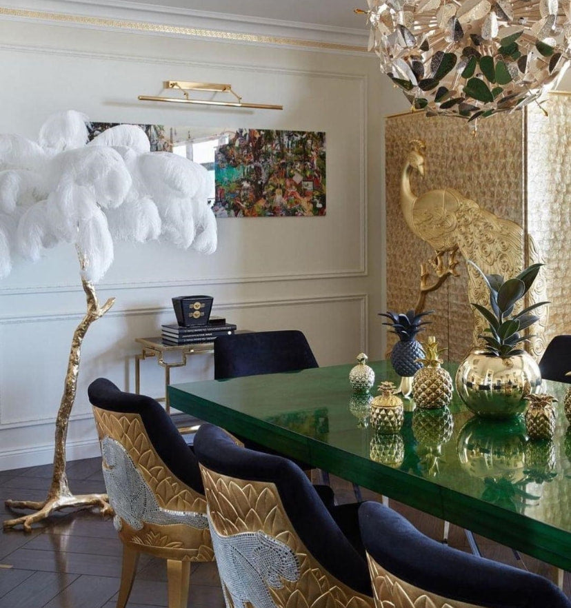 Ostrich Feather Brass Floor Lamp - NexioPick