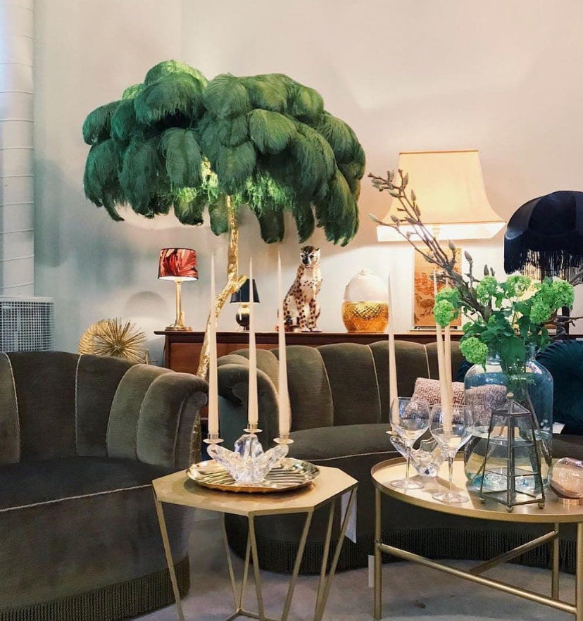 Ostrich Feather Brass Floor Lamp - NexioPick