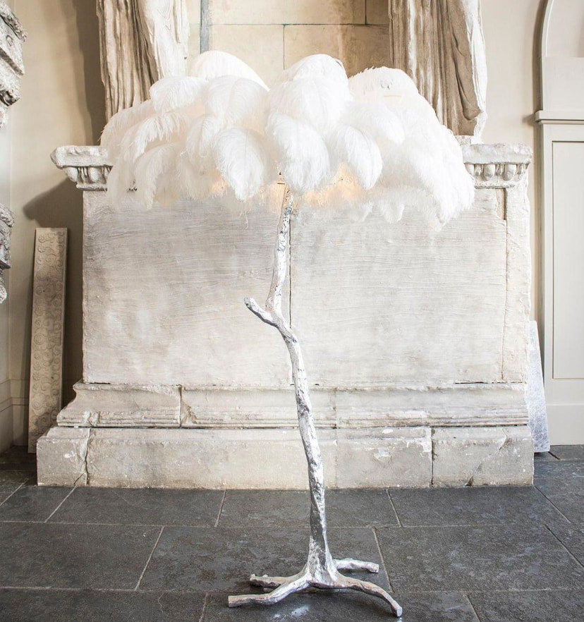 Ostrich Feather Brass Floor Lamp - NexioPick