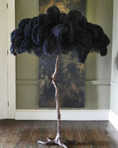 Ostrich Feather Brass Floor Lamp - NexioPick