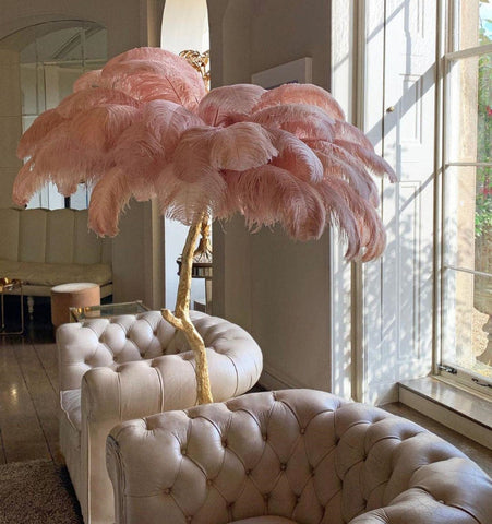 Ostrich Feather Brass Floor Lamp - NexioPick