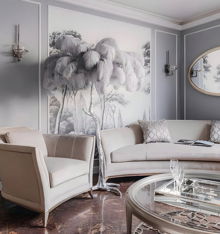 Ostrich Feather Brass Floor Lamp - NexioPick