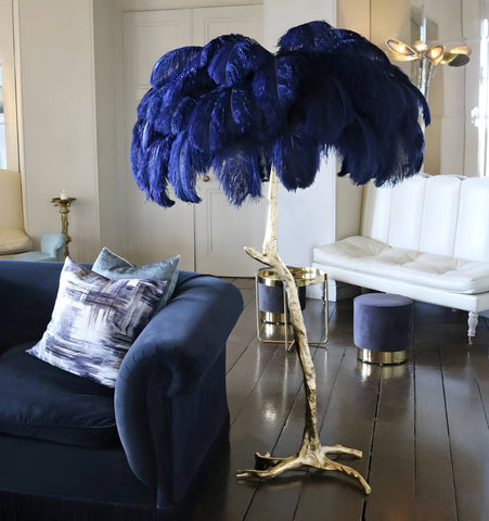 Ostrich Feather Brass Floor Lamp - NexioPick