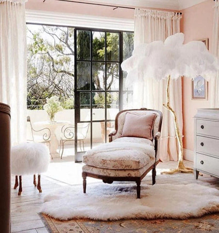 Ostrich Feather Brass Floor Lamp - NexioPick