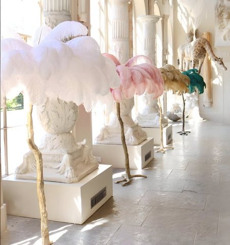 Ostrich Feather Brass Floor Lamp - NexioPick