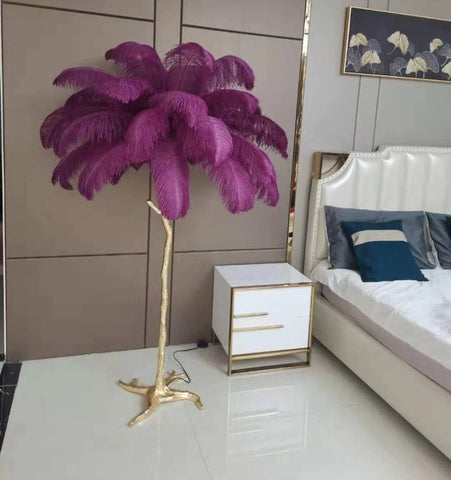 Ostrich Feather Brass Floor Lamp - NexioPick